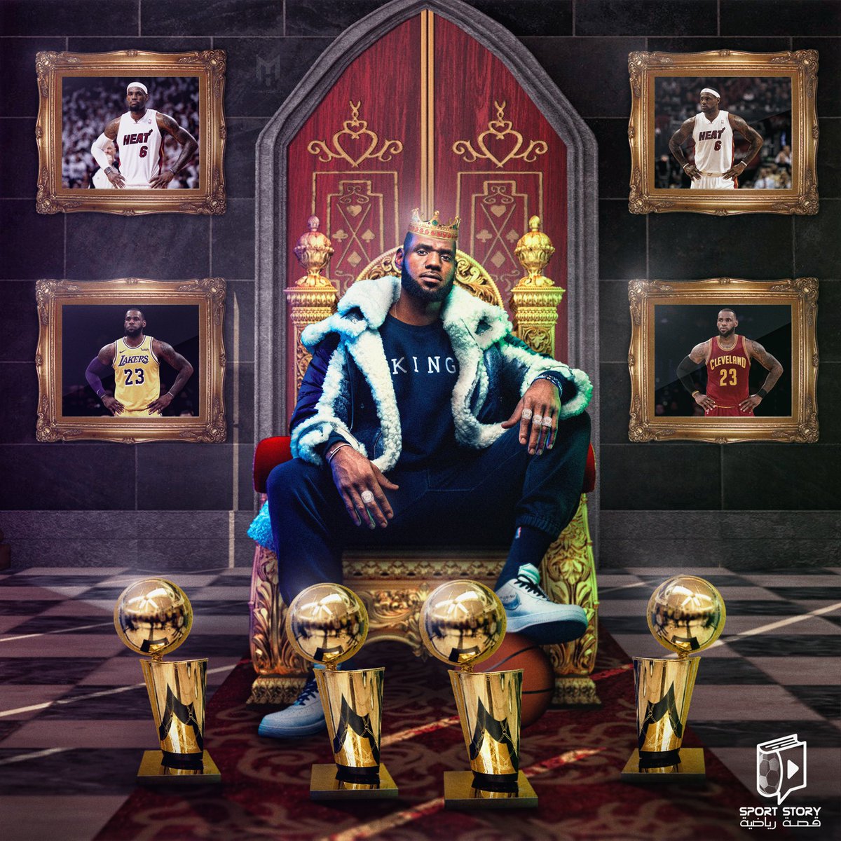 Sport__Story's tweet photo. ليبرون جيمس يحصد خاتمه الرابع في الـ #NBA .. تسيد اللعبة سابقاً بقمصان فرق الشرق، وعاد اليوم ليؤكد أملاكه الخاصة من الغرب، ملك اللعبة 👑 https://t.co/nL0hi2FcR8