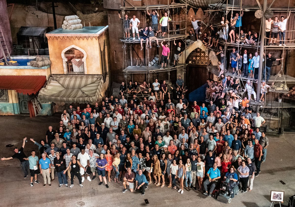 A discussion, performance, and cast photo from a private 30th anniversary event of the Indiana Jones Epic Stunt Spectacular 15/15