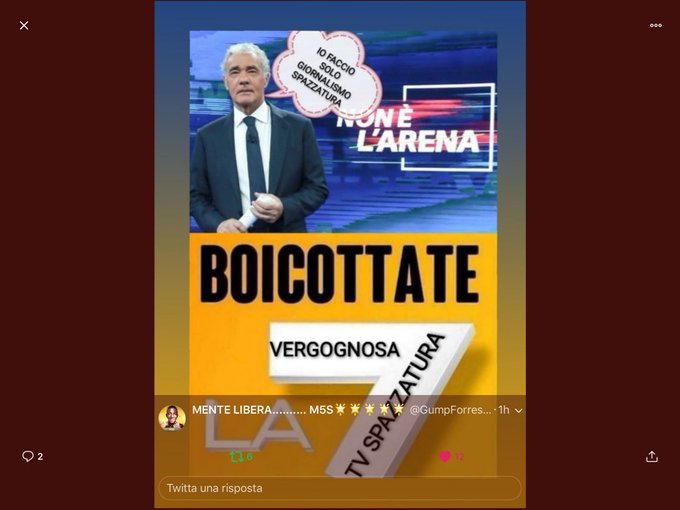 Sempre, una Televisione che invita frodatori, evasori, e mafiosi non merita di essere vista ne tantomeno esistere. #BoicottaLa7 #boicottanonelarena