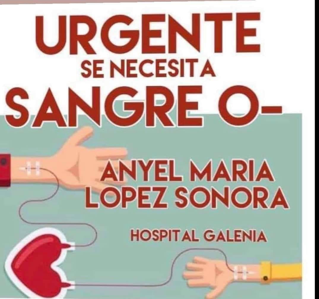 🆘 Cancún!!! URGENTE Se necesita sangre 0- !! Una amiga necesita de su apoyo por favor! Es a nombre de Anyel Maria López Sonora y la donación es en el Hospital Galenia, por favor. Dona sangre, dona vida.
Comunicarse cel. 983 83 80 398 
<a href="/VivoEnCancun/">Vivo en Cancún 🏖️</a> <a href="/DonLimon/">J Pablo Torres Limón</a> <a href="/Frank_Lopez_/">Frank Lopez Reyes</a>