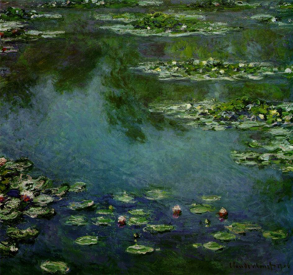 In his later life, while staying at his property in Giverny, Monet focused his attention to capturing both the reflection of the sky on the water and the depths of the water below. https://en.wikipedia.org/wiki/Water_Lilies_(Monet_series)