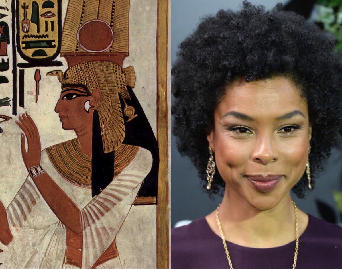 Nefertari, the Great Royal Wife of Rameses II. Unusually educated for a woman of her time, she could read & write in hieroglyphics. Bc of this, she aided the King in diplomacy. He had a temple built in her honor and she has the largest and most elaborate tomb in Valley of Queens.