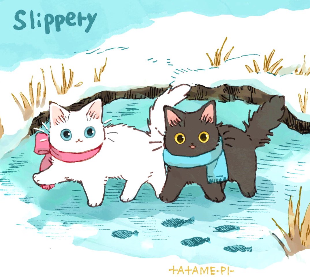 「12. Slippery ??❄️
#inktober2020 」|たたメーピーのイラスト