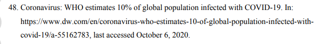 22/n The author also makes the interesting claim that the WHO has estimated an infection rate of 10% of the world, referencing a recent news report