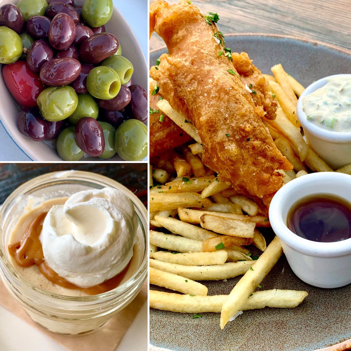 AllAcquaResto's tweet photo. Sunday Night Supper for pickup/delivery/dine-in Sunday, October 11, 5-9:30 pm
• Marinated Olives
• Beer Battered Fish &amp; Chips with tartar sauce &amp; fresh lemon
• Butterscotch Budino with salted caramel sauce $25
Call to order or for dine-in reservations: (323) 663-3280 https://t.co/dCQ60weWI4