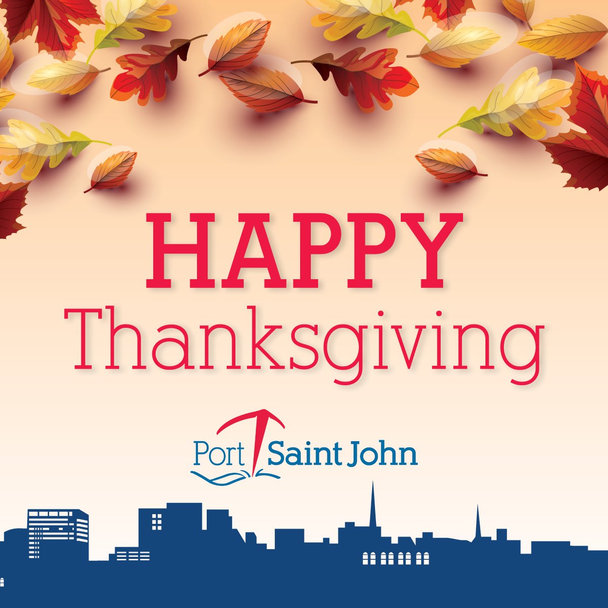 PortSaintJohn's tweet photo. This Thanksgiving, we're wishing you and yours a happy, healthy and safe Thanksgiving. Today and everyday, we're #thankful to operate in one of the safest and friendliest communities in the world. Cheers! https://t.co/emxNtQ0KMx