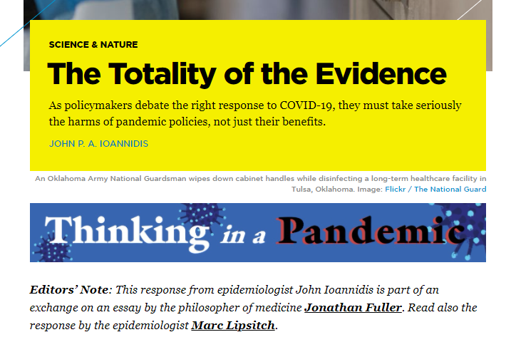 33/n As one final example, the author makes this statement in the conclusion, that measures taken to halt the pandemic are essentially destroying the worldThe reference? His own opinion piece in the Boston Reader