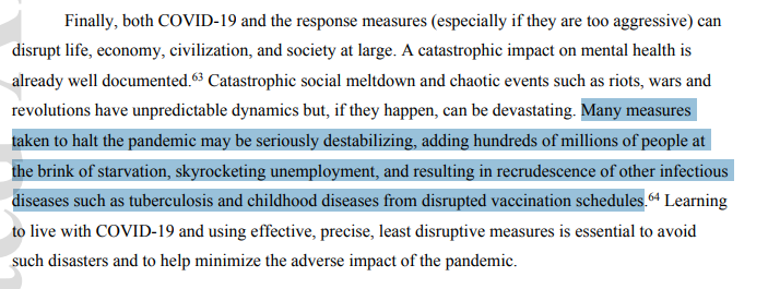 33/n As one final example, the author makes this statement in the conclusion, that measures taken to halt the pandemic are essentially destroying the worldThe reference? His own opinion piece in the Boston Reader