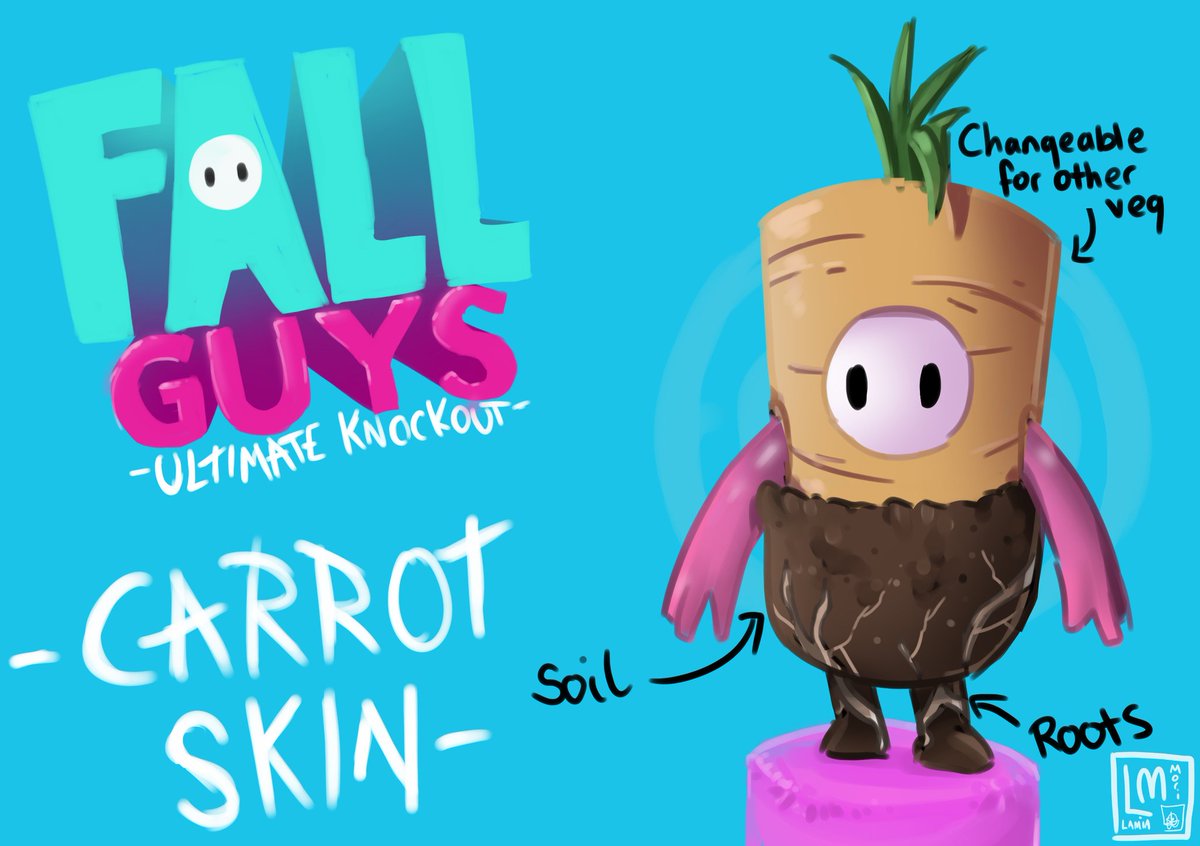 markymoo20's tweet photo. Day 41 of asking @FallGuysGame to add a Carrot skin to the game, with @LamiaMori wonderful concept art https://t.co/2HJ7LTKbHL