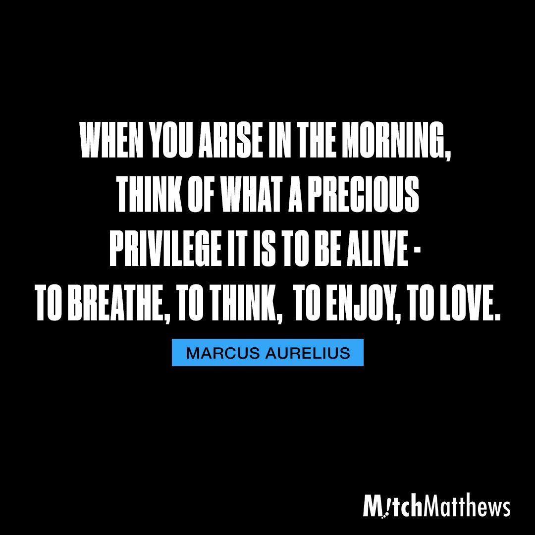 "When you arise in the morning, think of what a precious privilege it is to be alive - to breathe, to think, to enjoy, to love." - Marcus Aurelius #livewell #dreaming #thegoodstuff