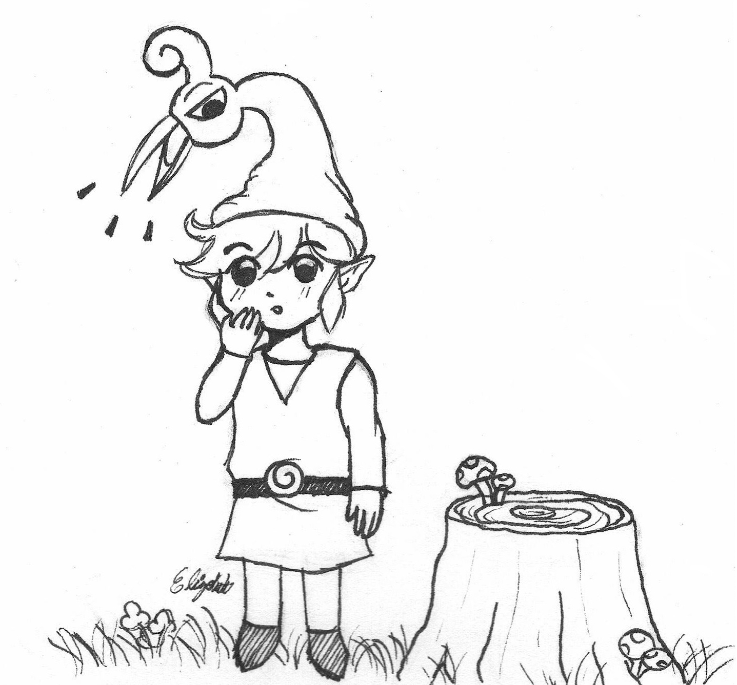 Elizabeth Had No Ideas For Inktober All Day But I Got A Minish Cap Song Stuck In My Head So Drew This Lol Art Drawing Traditionalart Inktober Inktoberday11 Inktober Inktoberday11