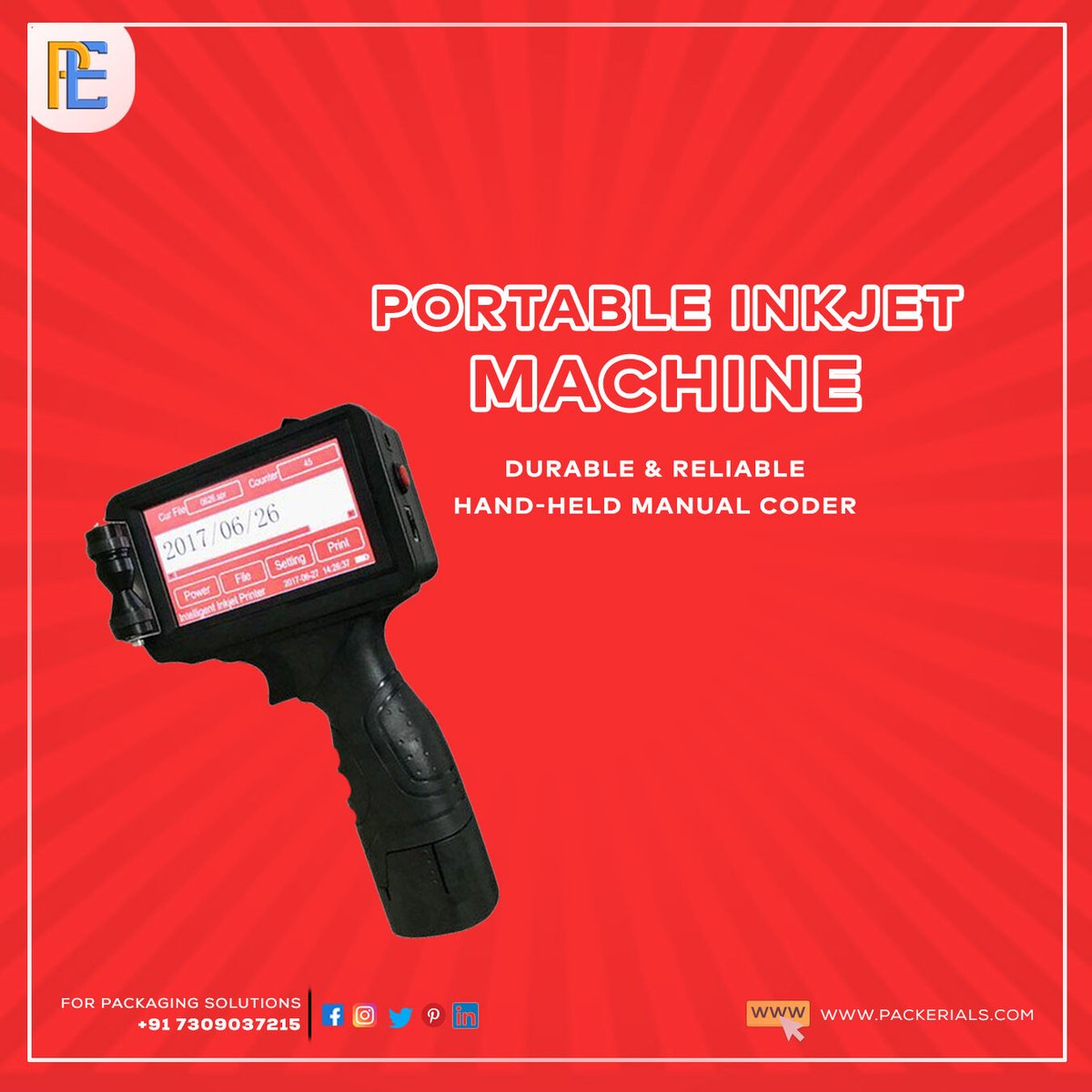 packerials's tweet image. This Portable Date and Batch Coding Machine can be used for printing on the pouch, tin, labels, cartons, foils, etc.
➡️ Very easy to operate
➡️Light Weight
➡️Durable & Reliable Hand-held coder
.
.
#handbatchcoding #handbatchcodingmachine #printingmachine