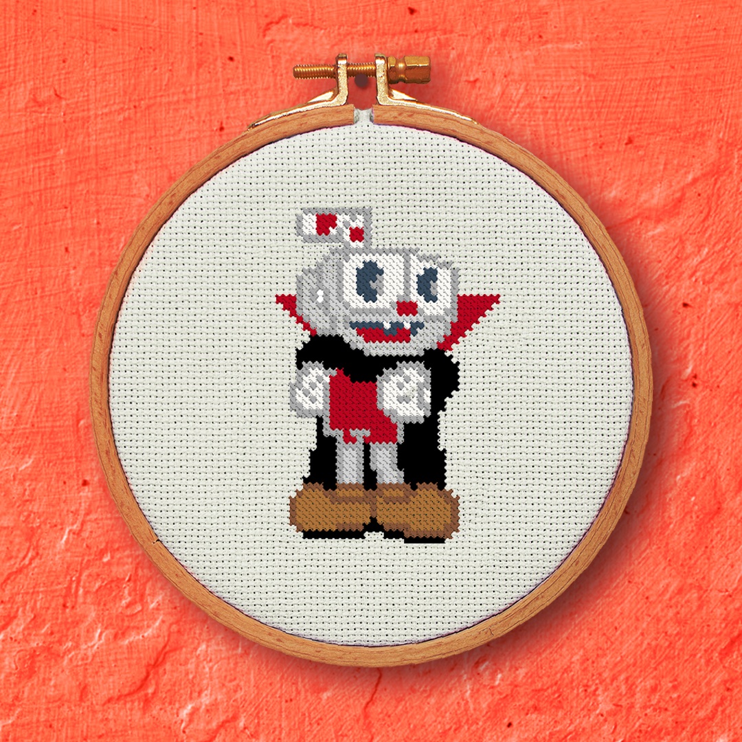 supermworkshop's tweet image. #Cuphead #Halloween Trio #crossstitch pattern is on sale in my Etsy shop now! etsy.me/30WS0Go