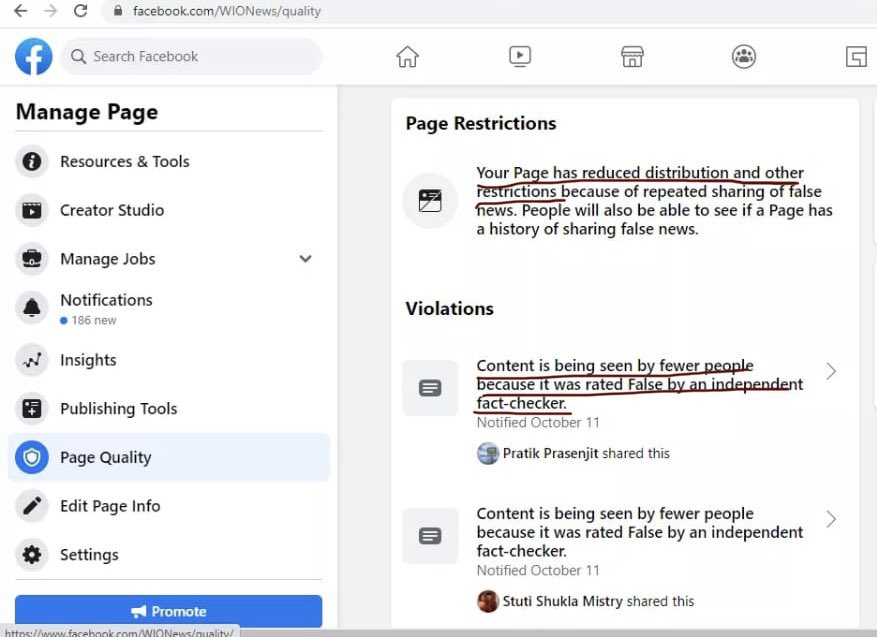 There we go again! <a href="/WIONews/">WION</a> being censored &amp; penalised, this time by @Facebook,for giving a platform to a CCP dissenter. How is carrying an interview with Chinese virologist Dr Li-Meng Yan “misleading content?” You can disagree with her,debunk her.Why deny her the right to speak?
