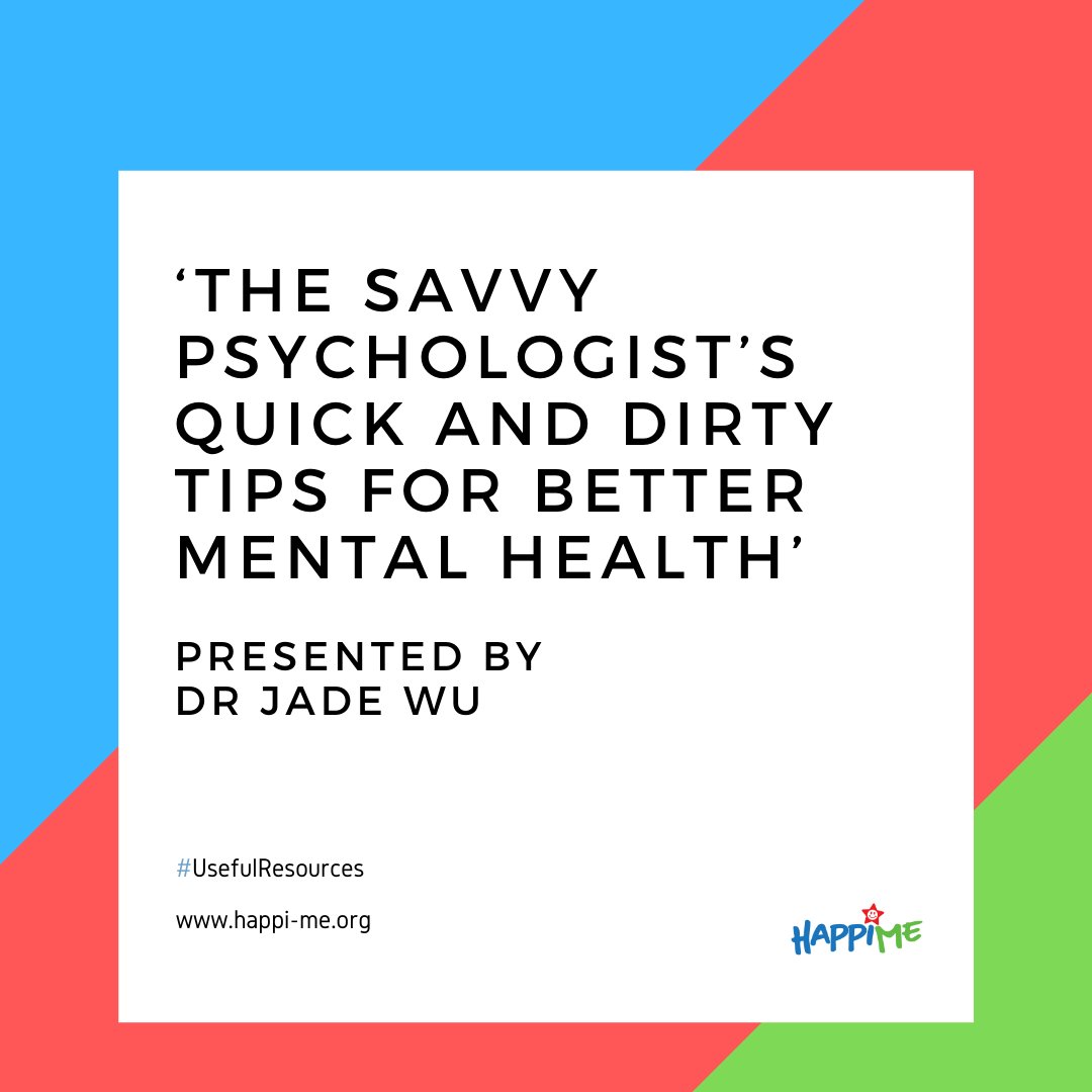 HappiMeProject's tweet image. ‘The Savvy Psychologist’s Quick and Dirty Tips for Better Mental Health’ presented by Dr Jade Wu |  USEFUL RESOURCES! | quickanddirty.com | happi-me.org #UsefulResource #MondayMotivation #MentalHealth #Inspirational