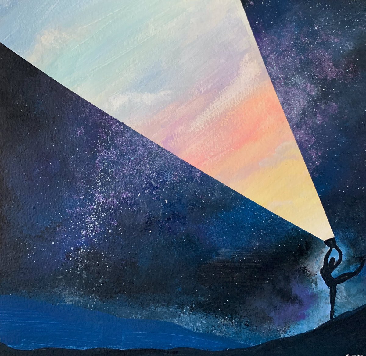 cvdnce's tweet photo. This beautiful piece depicts a dancer shining The Light through a Notte Stellata night sky to show the hope of a Haru Yo Koi inspired sky. Well done @Jenna_d11 https://t.co/PcMHnEutqE