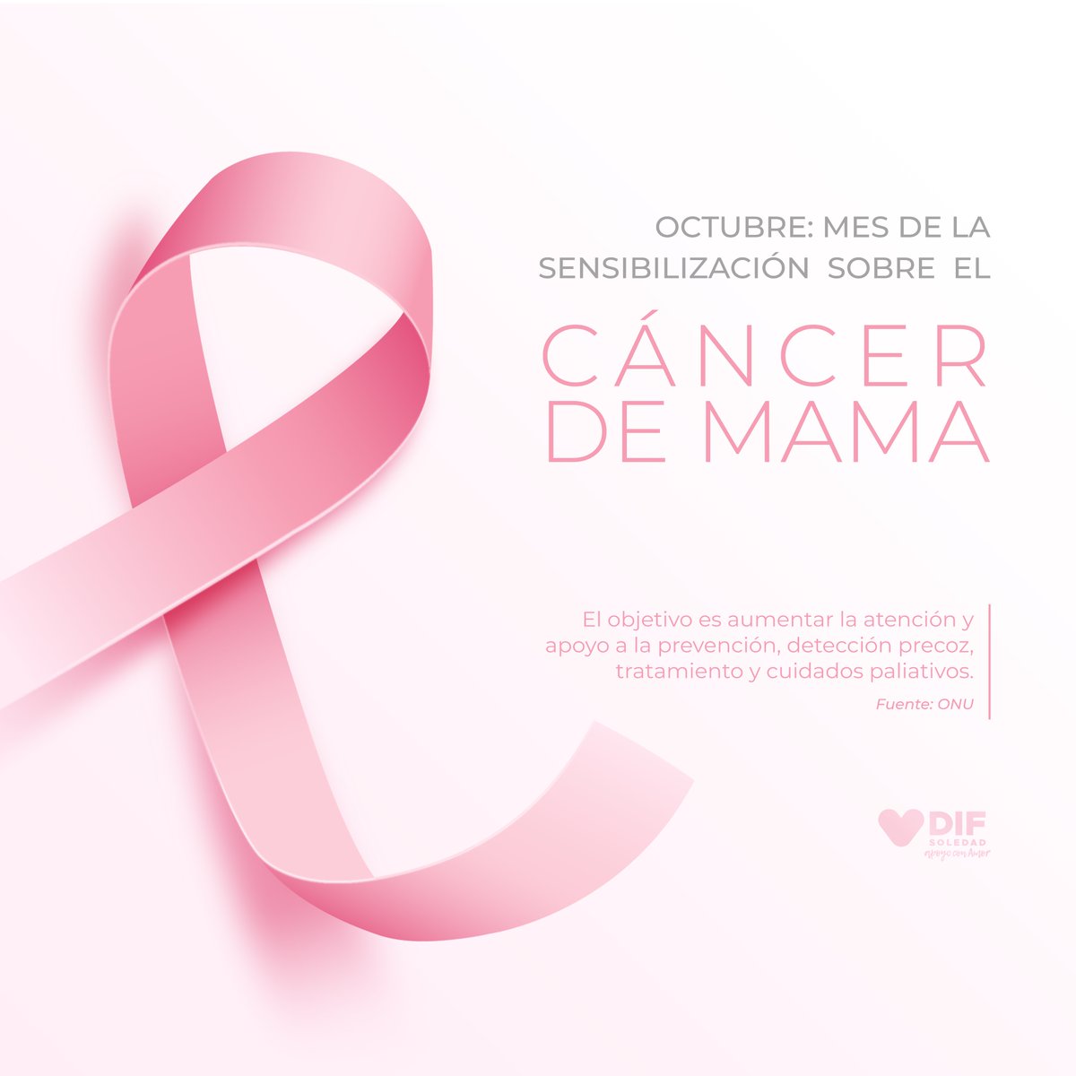 DIFMunicipalSGS's tweet photo. Octubre es el Mes de la Sensibilización sobre el Cáncer de Mama. ¡Recuerda, un diagnóstico a tiempo salva vidas! #OctubreRosa https://t.co/QWSH5anULx