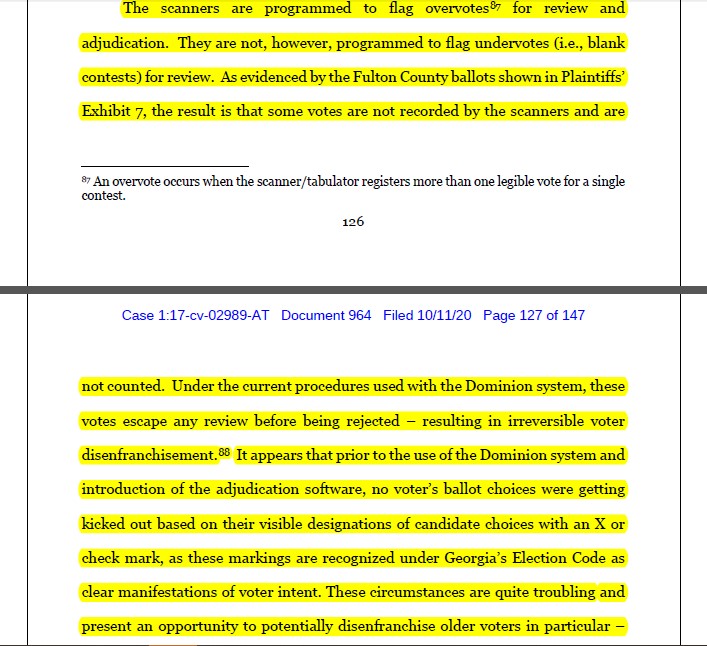 Judge Totenberg finally ruled on  @CoalitionGoodGv's lawsuit (which first outlawed the old GA electronic voting system as unconstitutional) re: the preliminary injunction on new voting machines.Disappointed but not surprised at ruling: it's too close to Nov. 3.Some great quotes: