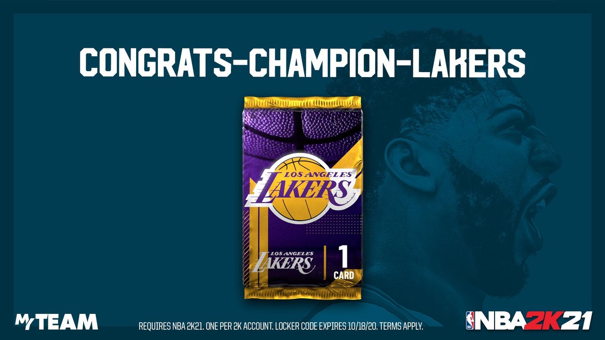 2kFanatics's tweet photo. CONGRATS-CHAMPION-LAKERS - One 19'-20' Lakers Player Pack

#nba2k #nba2k21 #2k21 #lockercodes #2klockercodes #myteam #2kmyteam #2kcommunity #2kfollowers #nba2kmyteam #nba2k21myteam #lakers https://t.co/hzmRQ5CkNb