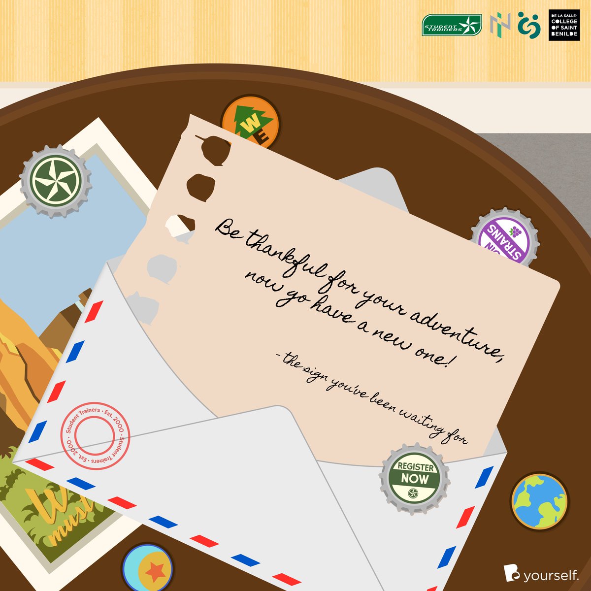 StudentTrainers's tweet photo. Big fan of checking your daily horoscope? Hereโs a random sign from the universe, explorers! ๐
This Student Involvement Week, weโre giving you free passes to an adventure of a lifetime! Join us in taking the track towards leadership and development. ๐
#JoinSTRAINS https://t.co/NA117Cpm7l
