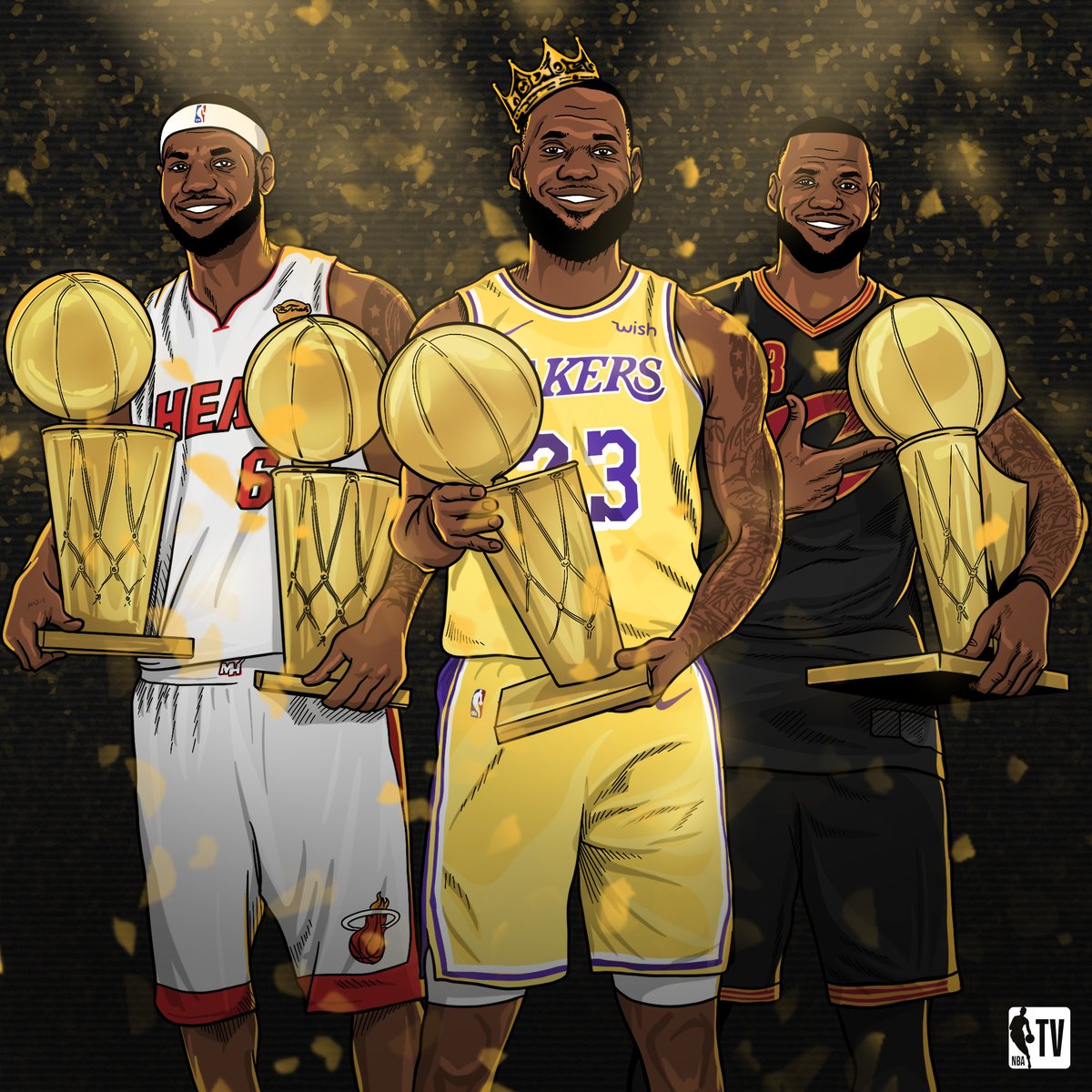 terceraviamx's tweet photo. LeBron James obtuvo su cuarto anillo de campeón y también su cuarto premio al Jugador Más Valioso de las Finales. Por si fuera poco, es el primero en lograrlo con tres equipos diferentes.

#LeBronJames #4thring https://t.co/ETMpMMqwWR