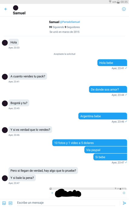 Bebes , miren uno quiso estafarme a mi. Den rt para que no le pase a ninguna compa&ntilde;era mas. Me mando