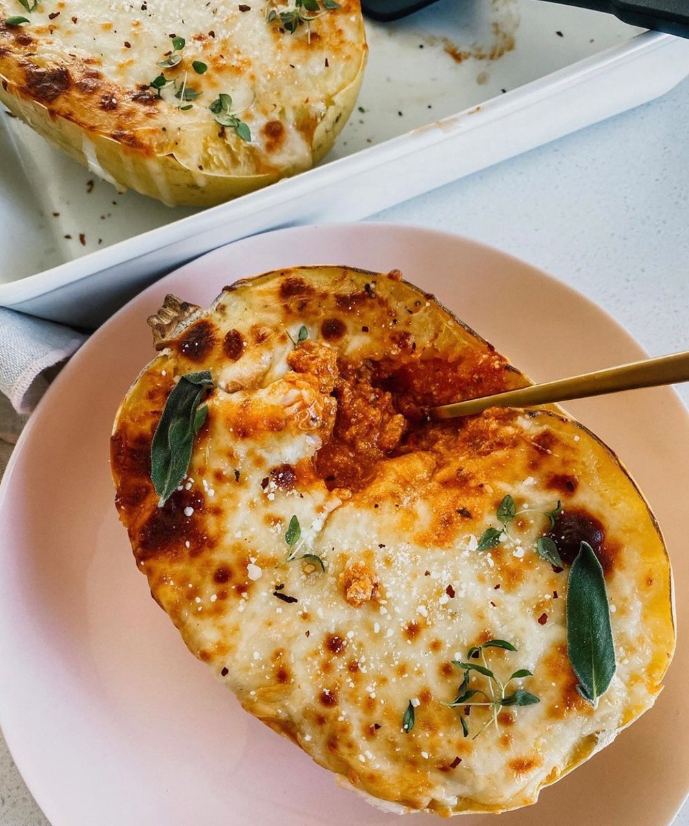 probioticsone's tweet photo. Spaghetti squash lasagna? Sign us up!! @broccyourbody recipe and pic! https://t.co/tnThjQliGg