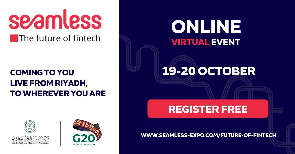 1/2 We're proud to be a part of the Seamless Future of Fintech Virtual Summit co-hosted by @SAMA_GOV and the G20 Saudi Secretariat to honour the G20 Saudi presidency year 2020! https://t.co/4dnnCqNFbt
