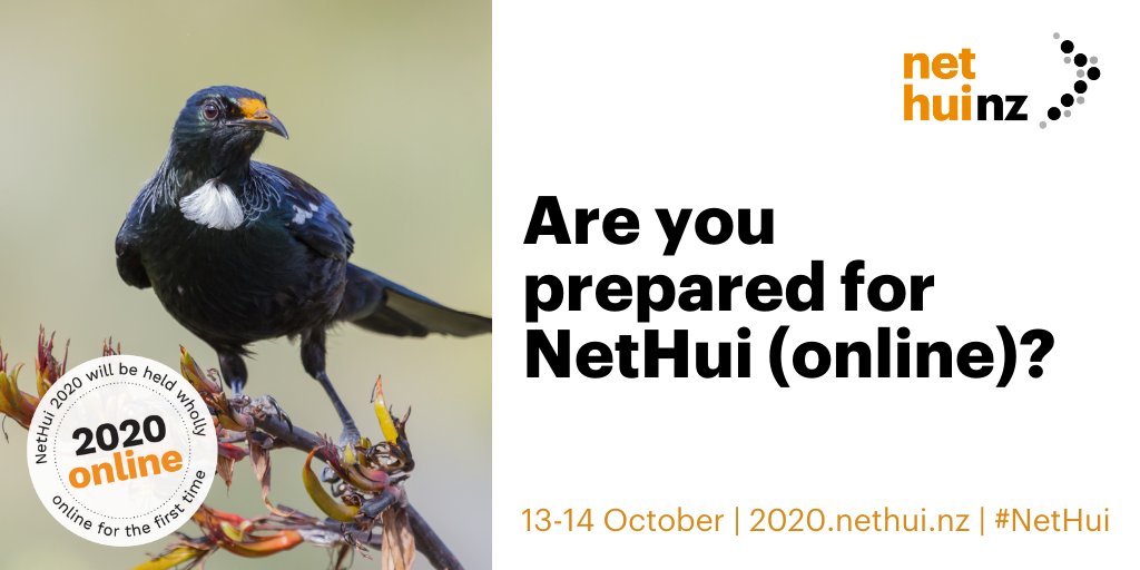 InternetNZ's tweet image. NetHui is almost upon us. InternetNZ&apos;s Nicola Brown has put together a quick update to help check if you&apos;re ready for NetHui (online)?

👉 I’ve signed up to Sched and Slack
👉 I have tested my NetHui setup
👉 I know where to go for help

Read here: 2020.nethui.nz/2020/10/12/are… #NetHui