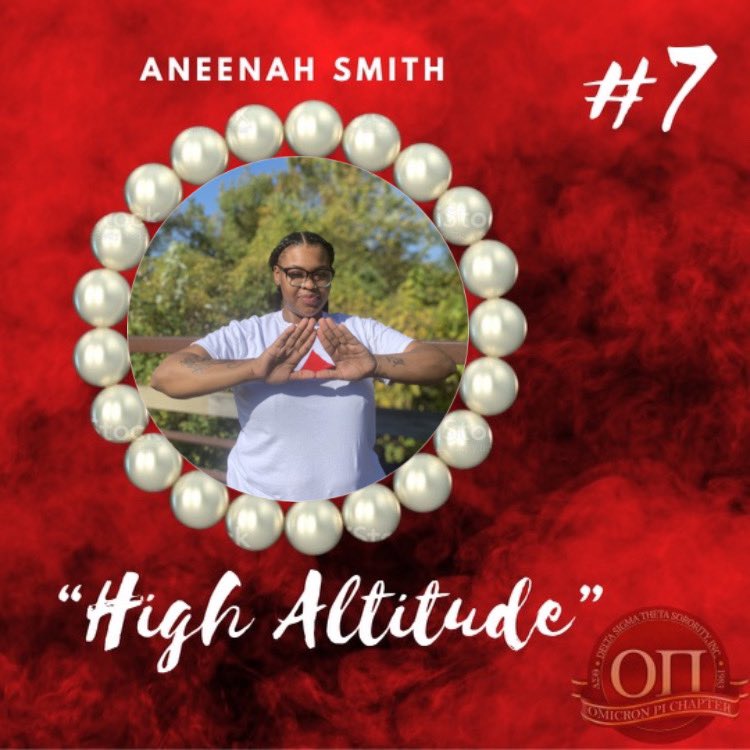 INTRODUCING TO YOU D.S. Convoy, the Fall 2020 Initiations of THE Omicron Pi Chapter of Delta Sigma Theta Sorority, Incorporated...♥️🐘✨

Aneenah Smith
“High Altitude”
Senior
Major: Healthcare Administration 
with a Business Law minor📚