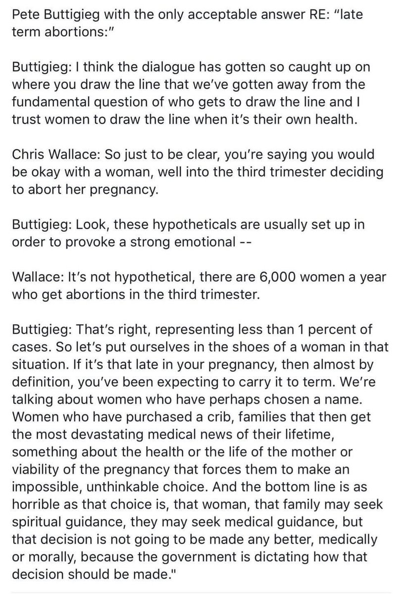 MeredthSalenger's tweet image. Wow. On abortion. Well said @PeteButtigieg   

Well said. #thankyou