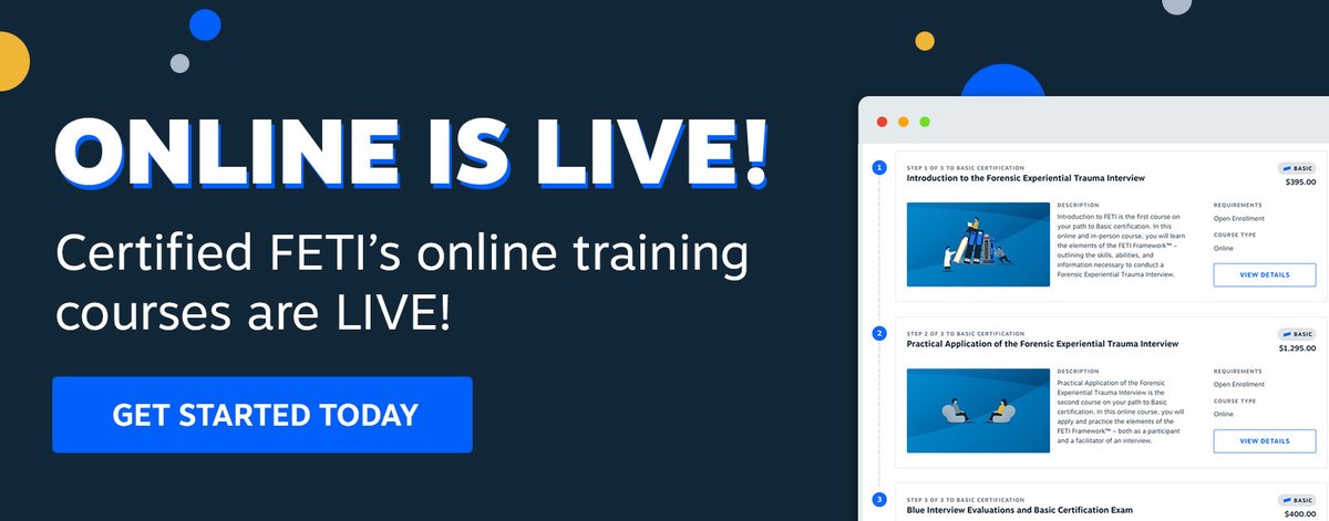 CertifiedFeti's tweet photo. All FETI Courses are now available online! Enroll today at https://t.co/JD9VROpif4 #FETI #CertifiedFETI #interviewing #interview https://t.co/m9cvEvg8u1