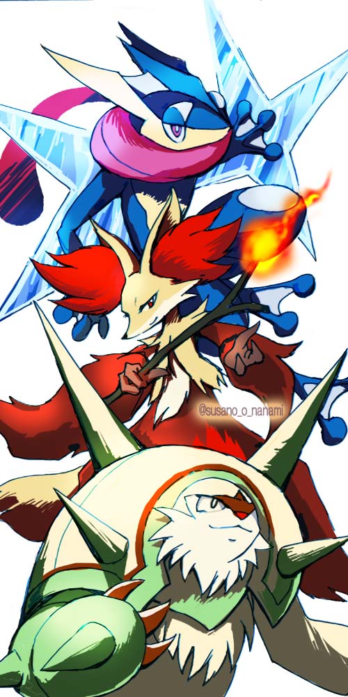 すさノお ポケモンとかのイラストを描く 御三家のブリガロン マフォクシー ゲッコウガ Xy7周年 Xy7周年記念 ポケモンxy7周年