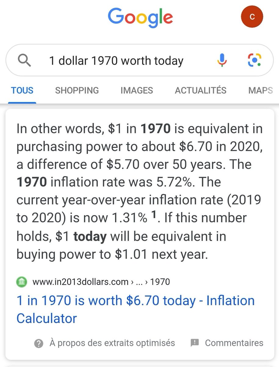 Donc l'épargnant qui a laissé ses dollars sur un compte bancaire entre 1971 et aujourd'hui, a vu son pouvoir d'achat en or se réduire de 98% !Même en dollar, ajusté du coût de la vie, la perte de l'épargne est de 85% !