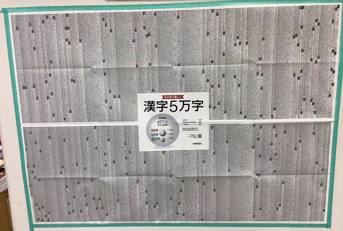 ট ইট র 紀伊國屋書店 新宿本店 7階語学 ながめて楽しい 漢字5万字 大修館書店 大漢和辞典 の漢字 5万字がポスターになって発売 教育漢字 常用漢字 人名漢字を色分けして探しやすくなってます 7階c13にて展開中 Yy ট ইট র 紀伊國屋書店 新宿本店 7階語学 ながめて楽しい 漢字5万字 大修館書店 大漢和辞典 の漢字 5万字がポスターになって発売 教育漢字 常用漢字 人名漢字を色分けして探しやすくなってます 7階c13にて展開中 Yy