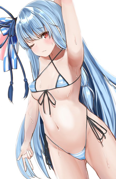 葵ちゃんに限界マイクロビキニ着て頂いたさわやかな絵です 