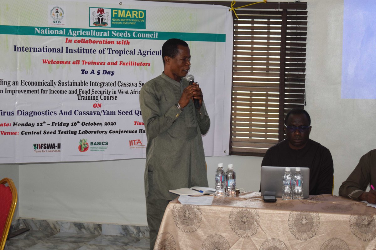 HAPPENING NOW: A 5-Day Training Course for <a href="/NASC_NG/">NASC</a> staff on #Virus #Diagnostics &amp; #Cassava &amp; #Yam #Seed Quality Assurance, under the <a href="/IITA_CGIAR/">IITA</a> BASICS-II &amp; YIIFSWA-II Projects.
#qualityseed #agriculture #sdg2 
<a href="/FmardNg/">Fed Min of Agric & Food Security</a> <a href="/bpsr_ng/">Reforms Bureau NGR #Reformerng</a>