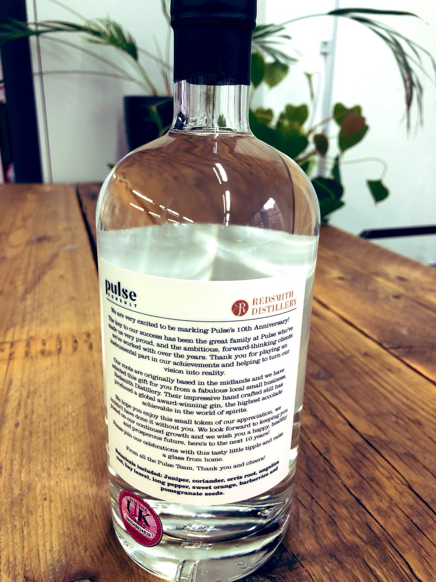 2020 has been a challenging year, but in more positive news it marks Pulse’s 10th Anniversary 🎉
We couldn’t celebrate as we hoped so we commissioned our very own #gin from <a href="/RedSmithDistill/">Redsmith Distillery</a> allowing our clients &amp; past &amp; present staff to raise a glass at home. Cheers! #PulseAreTen