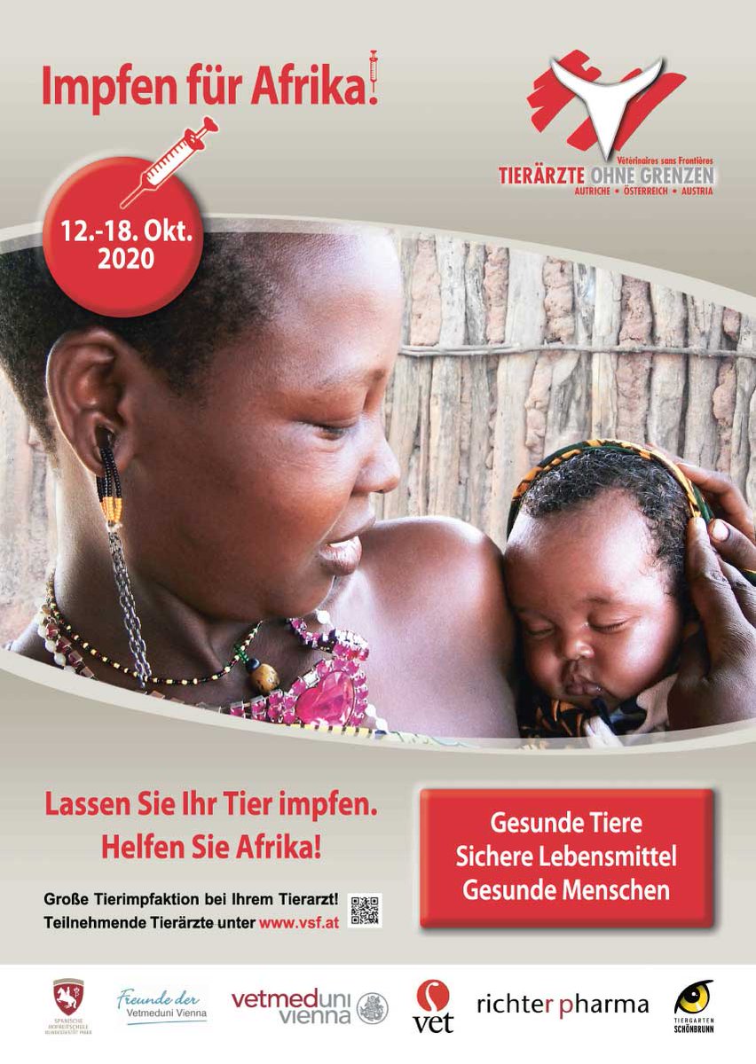 Heute startet große Tierimpfaktion #ImpfenFuerAfrika von <a href="/VSF_Austria/">Tierärzte ohne Grenzen Österreich</a>. TierärztInnen in ganz Österreich impfen wie gewohnt Haustiere und spenden die Hälfte der Impfeinnahmen für Projekte von VSF. Alle teilnehmenden Praxen unter vsf.at.