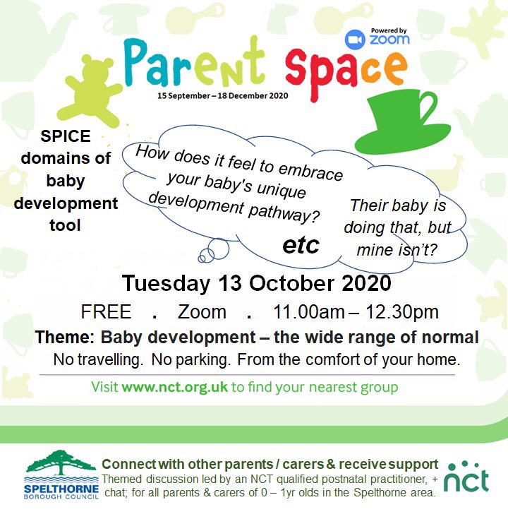 F.R.E.E. postnatal session, thanks to <a href="/SpelthorneBC/">Spelthorne Council</a>

P̳a̳r̳e̳n̳t̳ ̳S̳p̳a̳c̳e̳ tomorrow

Please complete the registration form to get the link to the session: forms.gle/yZzBBTBp8D2Qun…