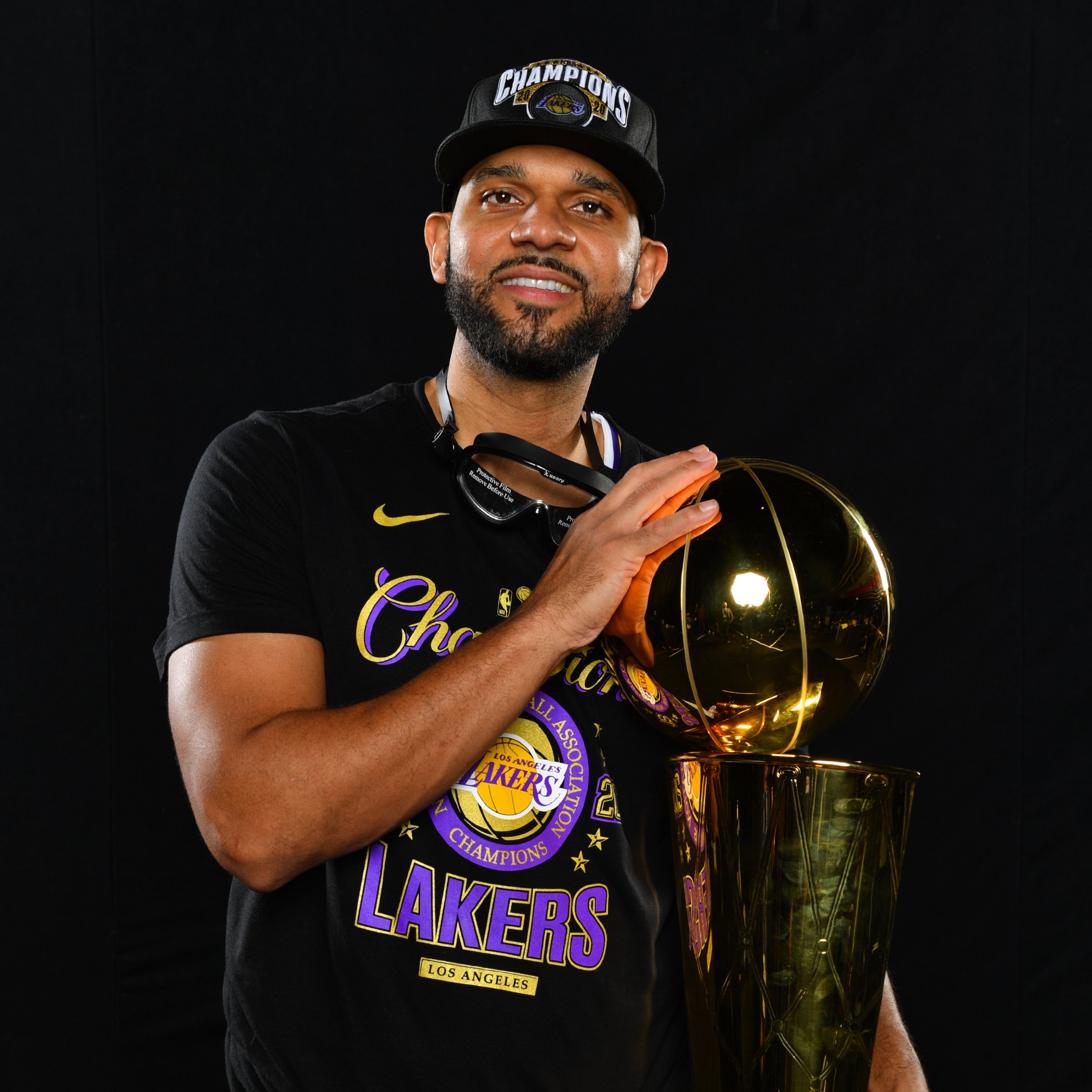 Jared Dudley Los Angeles Lakers Unsigned 2020 NBA Finals Champions Holding Trophy Photograph