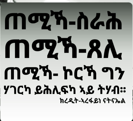 EseyasHaleka's tweet photo. ጠሚኻ ስራሕ
ጠሚኻ  ጸሊ
ጠሚኻ ኮርኻ ግን ሃገርካ ይሕሊፍካ ኣይ ትሃብ
                           ኣረፋይነ ናትናኤል፡፡ https://t.co/q9a14qR4wz