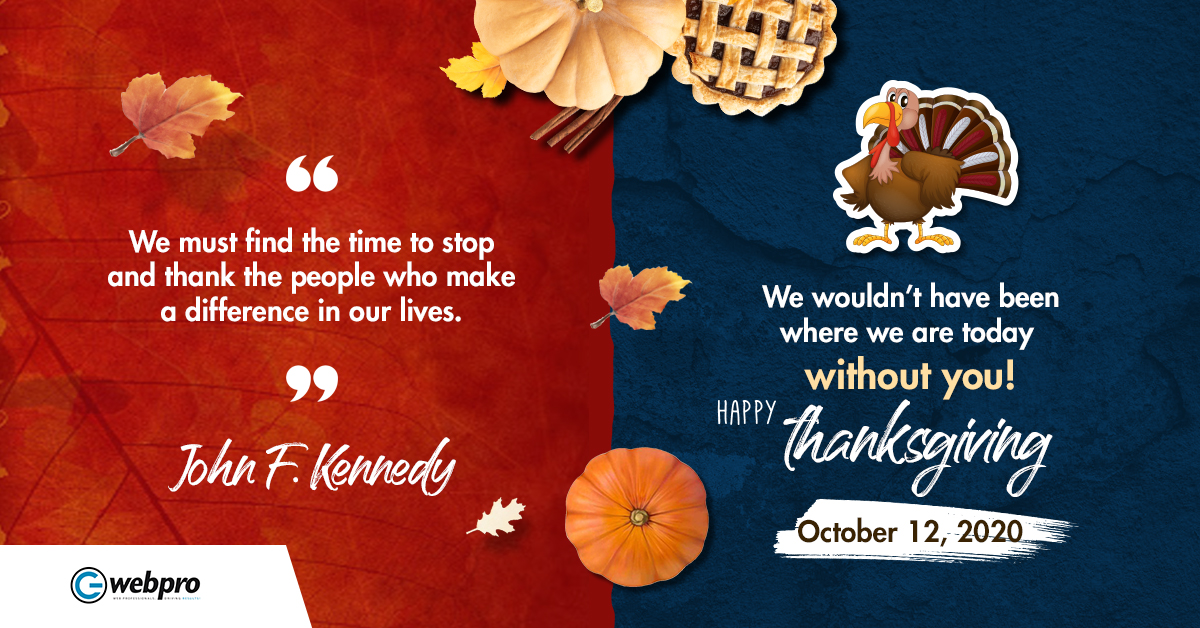 This Thanksgiving, we want to show genuine appreciation for our clients. We wouldn’t have been where we are today without you!
#ThanksgivingDay #Thankful #Thanksgiving2020 #GivingThanks