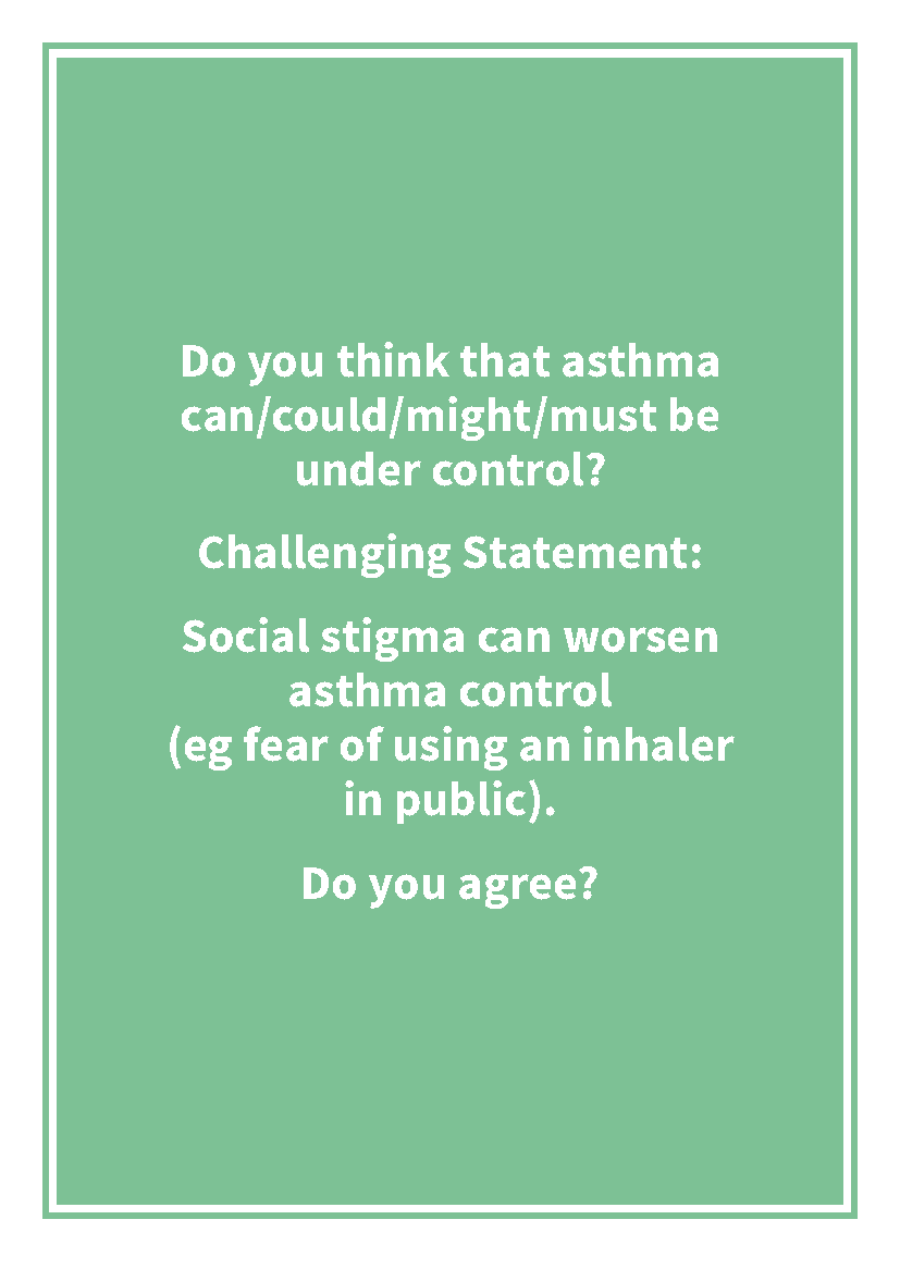 #AsthmaRightCare Question + Challenge Cards Find out more at ipcrg.org/asthmarightcare