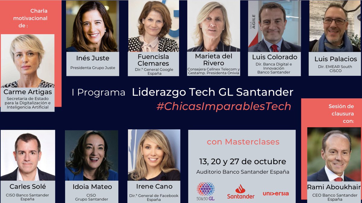 50👩🏻‍💻👩‍💻#ChicasImparablesTech están listas para formarse en #liderazgo e ilusionadas porque escucharán a grandes #referentes en #emprendimiento #tech #innovación #finanzas #equipos #comunicacion

🖍Programa Liderazgo Tech GL-Santander
<a href="/santander_es/">Santander España</a>⁩ <a href="/UniversiaES/">Universia España</a>⁩
‼️Comenzamos