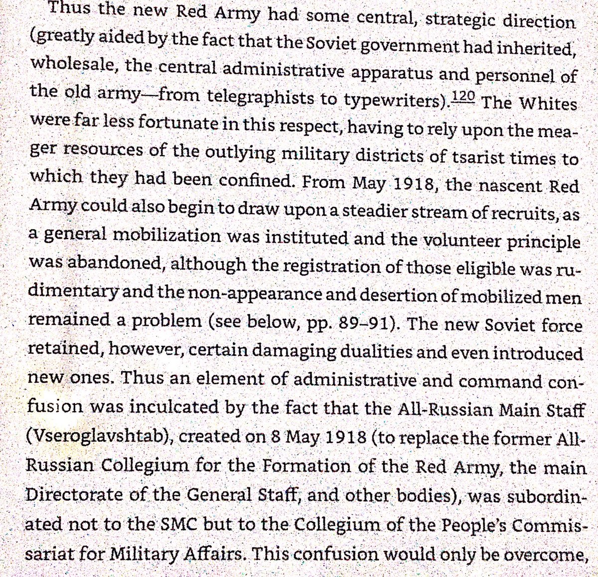 Bolshevik inheritance of the government & military bureaucracy gave them a tremendous advantage over the Whites in organization, communication, & recruitment. Red Army tripled in size over course of 1919.