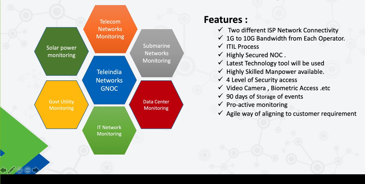 rps4771's tweet image. #GNOC connects with #telecomnetworks, #OperationSupportSystems, #InfraSystems &amp;amp; is a very critical aspect of #Quality, #Reliability &amp;amp; #Availability. Data Samudra has a #stateoftheart GNOC within the campus to provide best of experience to our customers. @SamudraData  @gokaddal