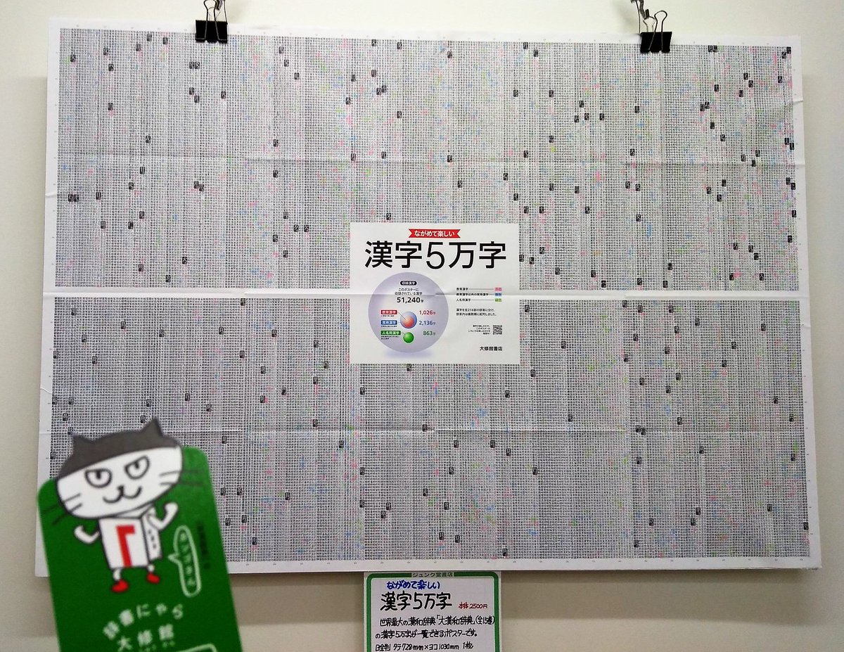 漢字文化資料館 週末に ながめて楽しい 漢字5万字 を掲示してくださっているジュンク堂書店池袋本店さん Junkuike Gogaku にお邪魔して 写真を撮らせていただきました ポスターは コート紙ではなくユポ紙 投票用紙にも使われています なので
