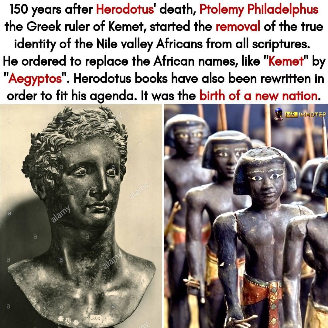 The Greeks are not Egyptians nor Africans, Caucasians are not Africans! Because some lamebrained buffoon Greeks invaded Egypt and settled there illegally doesn't make them Pharaohs/Egyptians/Africans! That land was called Kemet, the invaders renamed it 'Aegyptos (Egypt)'