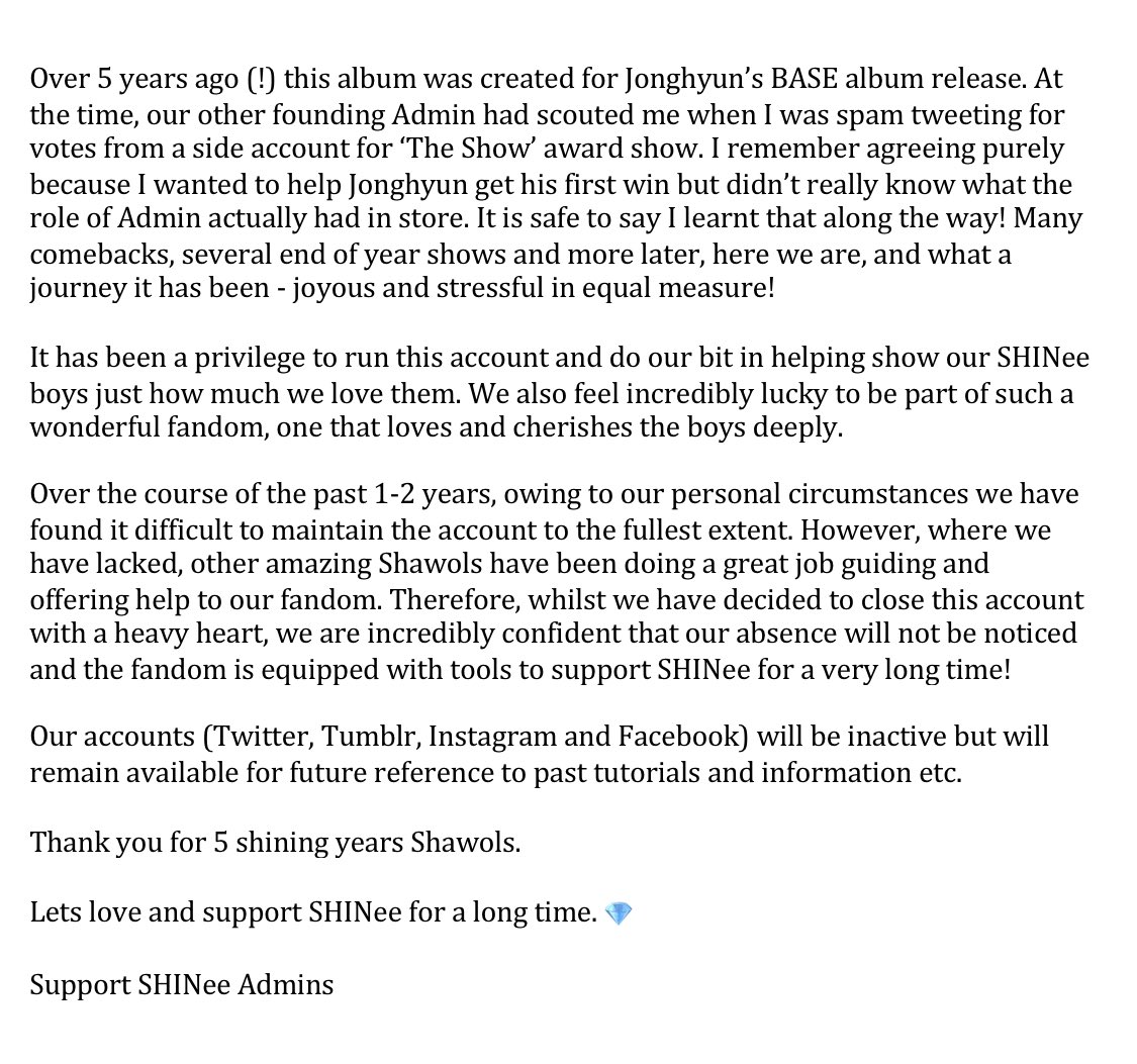 support_shinee's tweet image. [ADMIN MESSAGE] After 5 years it is with a heavy heart that this account will ‘close’ and no longer be active. Please see below 💙